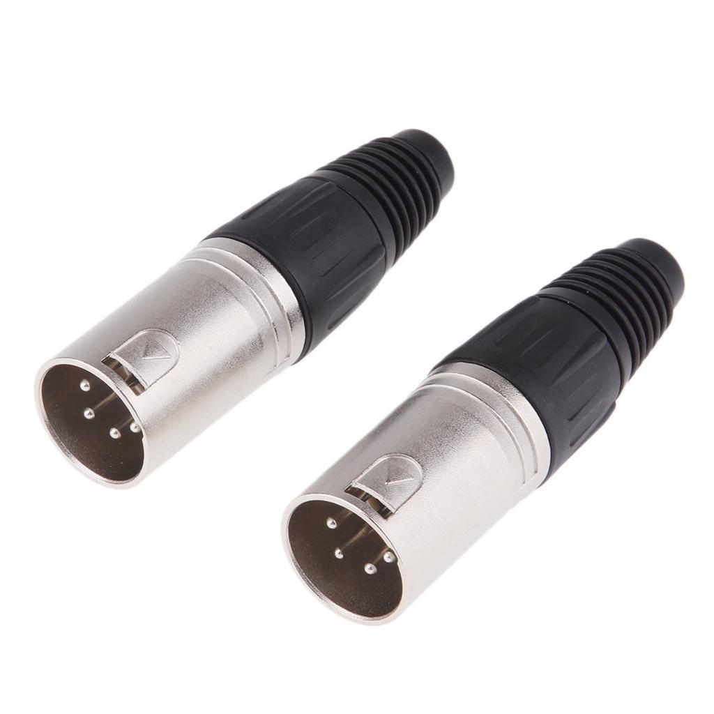 2Pieces Metal 4-Pin Male Microphone XLR Plug Adapter