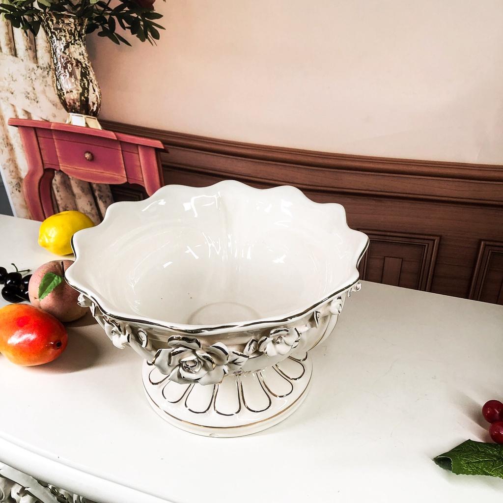 Đĩa quả Dáng Bầu Vẽ Vàng Tân Cổ Điển Sang Trọng Cbsale-DQ2