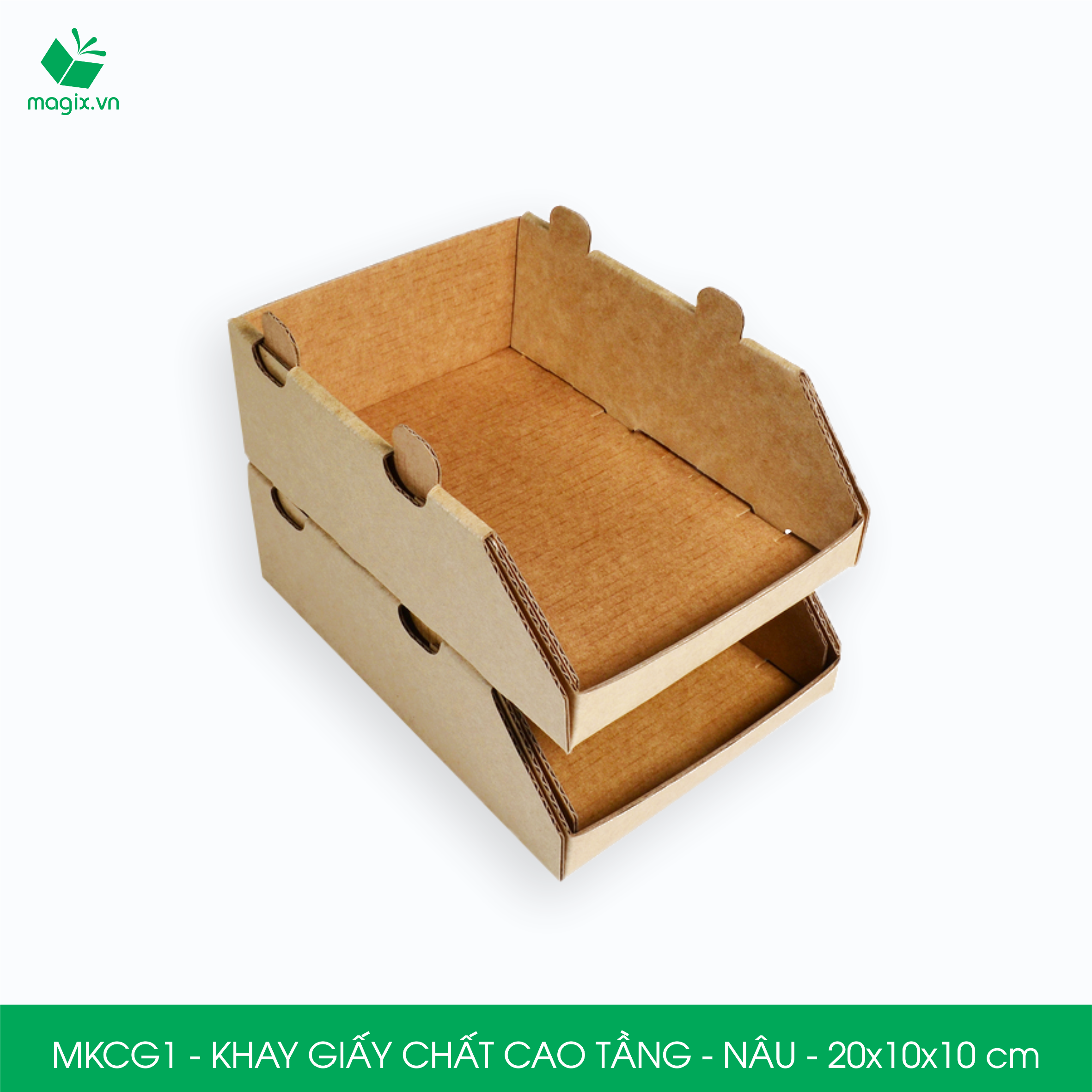 MKCG1 - 20x10x10 cm - 20 Khay giấy chất cao tầng bằng giấy carton siêu cứng, kệ giấy đựng đồ văn phòng, khay đựng dụng cụ, khay linh kiện, kệ phân loại dụng cụ