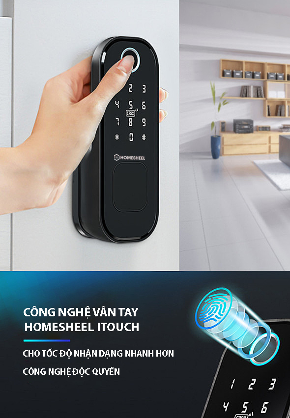 Khóa vân tay Smart Lockdoor Homesheel L8 - Hàng chính hãng