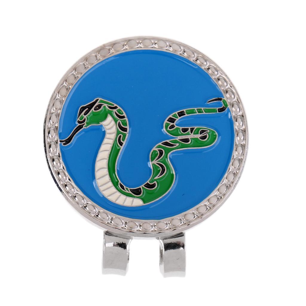 3xGolf Hat Clip Magnetic with Golf Ball Marker Chinese Zodiac Snake