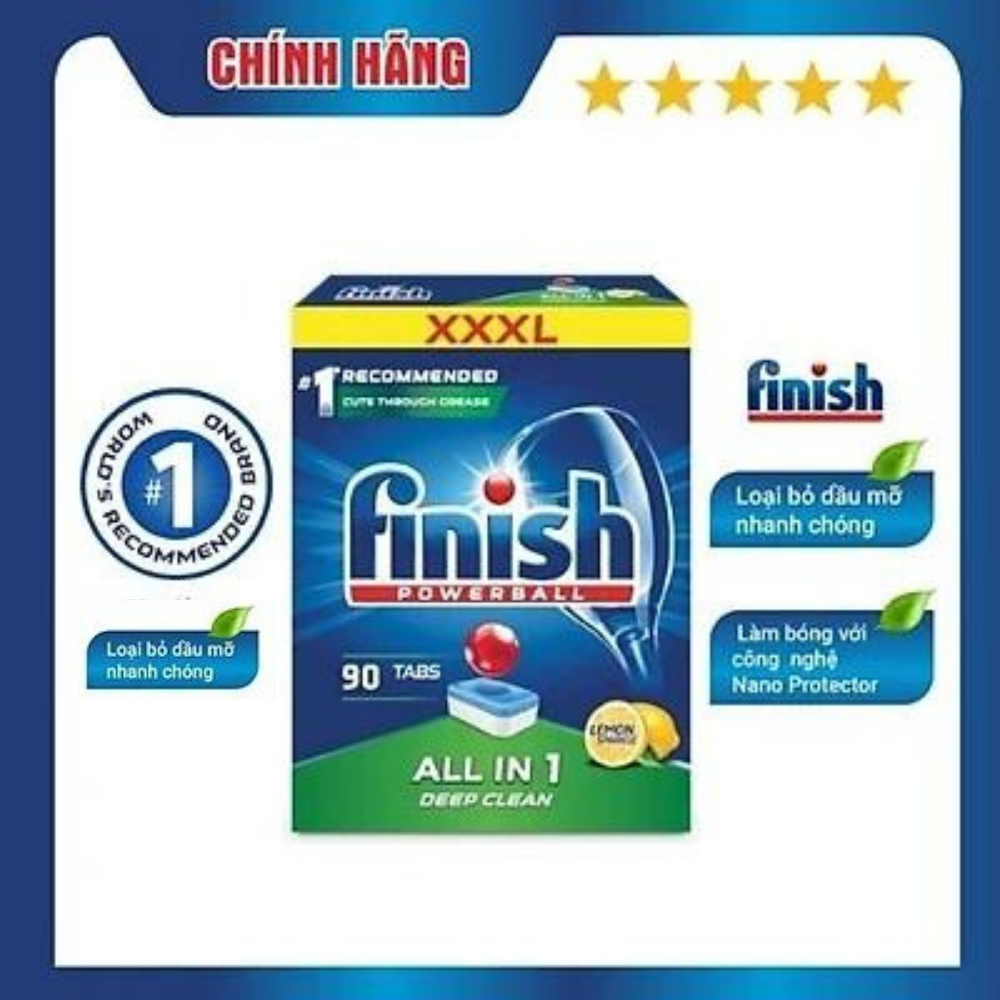 [HCM] Viên rửa bát Finish All in one 90 viên hương chanh