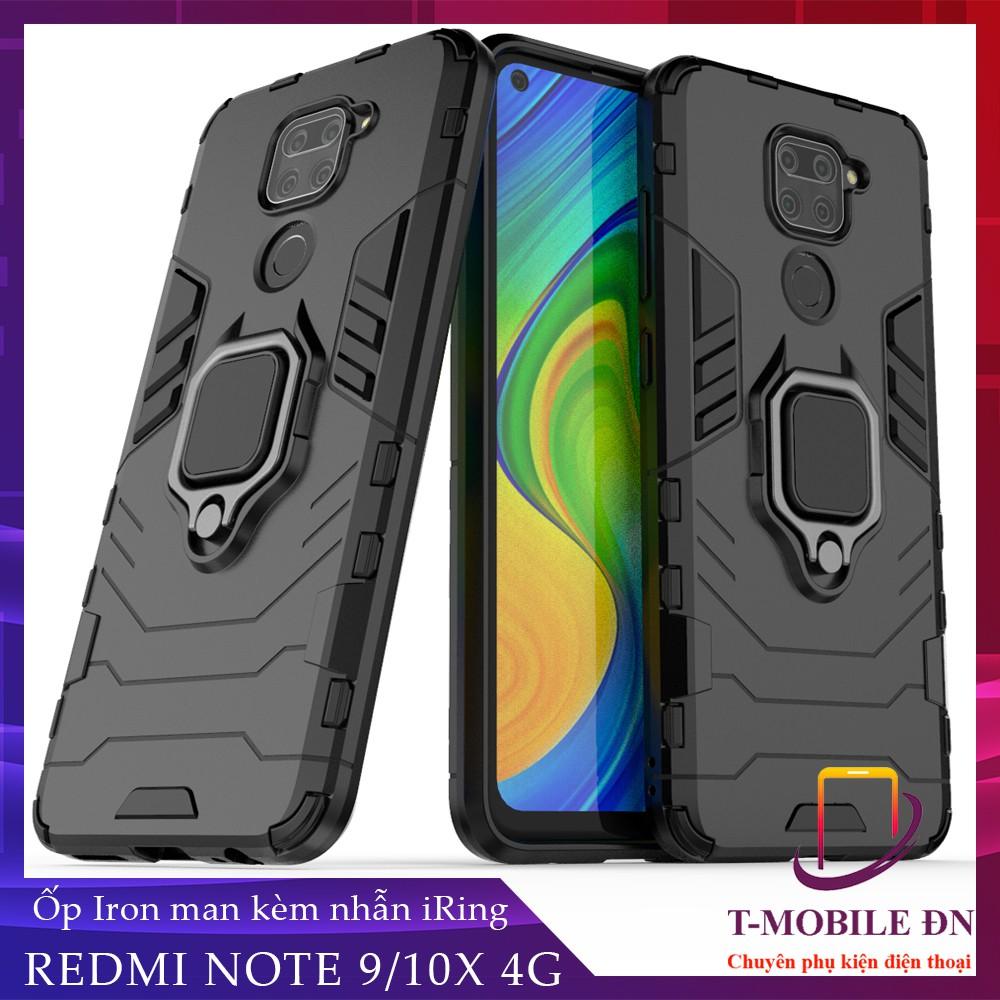 Ốp lưng cho Xiaomi Redmi Note 9 10X 4G iron man chống sốc kèm nhẫn xoay chống xem video bảo vệ camera