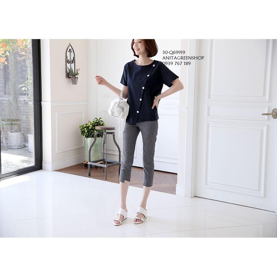 Q69919 ÁO NỮ VẠT XÉO PHỐI NÚT