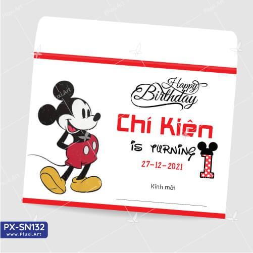Thiệp thôi nôi – sinh nhật Pluxi bé Trai tuổi Chuột PX_SN132