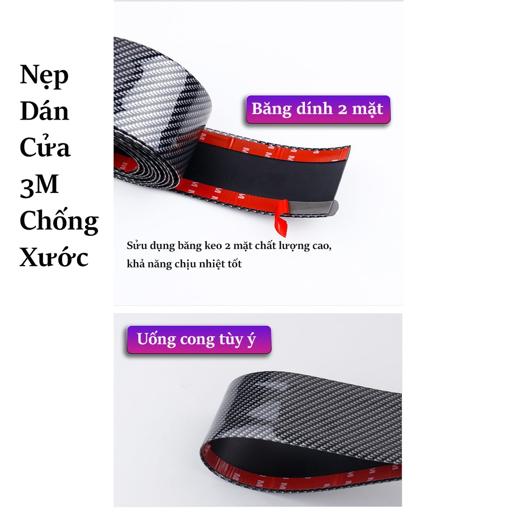 Nẹp Dán Cửa 3M – Nép Dán Chống Xước – Nẹp Dán 3M Vân Cacbon