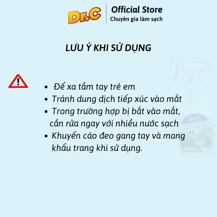 Dung Dich Tẩy Cặn Canxi, Làm Sạch vòi sen Inox, Cabin, vách kính nhà tắm Dr.C CHÍNH HÃNG (Chai 300ml)