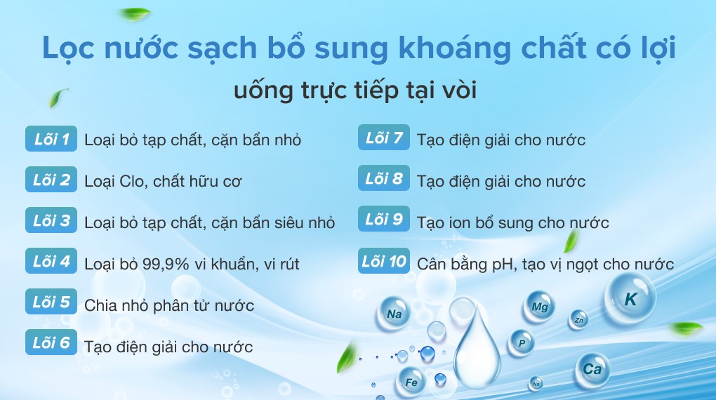 Máy lọc nước R.O nóng nguội lạnh Hydrogen Kangaroo KG10A4VTU 10 lõi - Hàng chính hãng