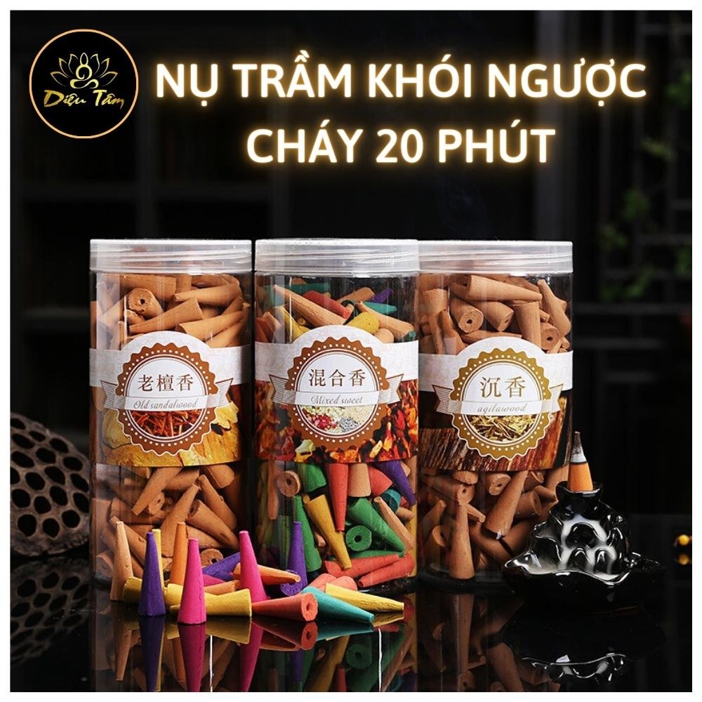 Trầm hương nụ khói ngược cháy 20 phút dùng cho lư xông trầm, thác khói trầm hương nhiều hương 200 nụ