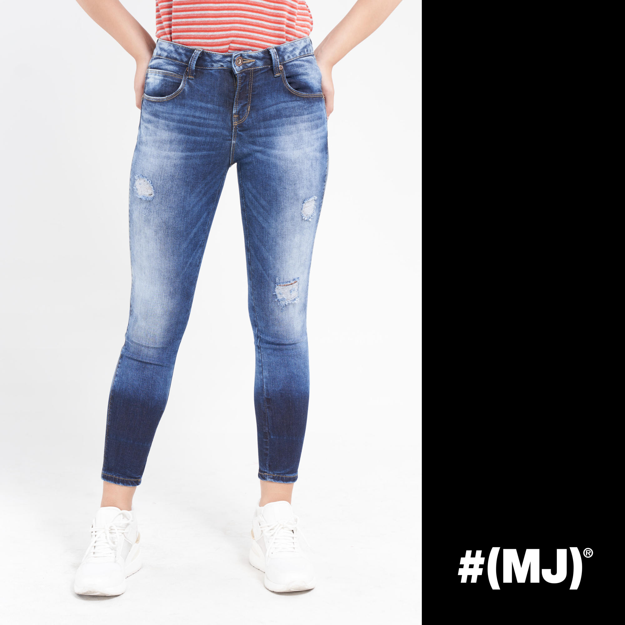 Quần jeans lửng nữ ống ôm rách MESSI SJW-795
