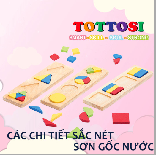 Đồ chơi cho bé Lắp ráp Hình học 3 thuộc hệ Montessori từ Tottosi