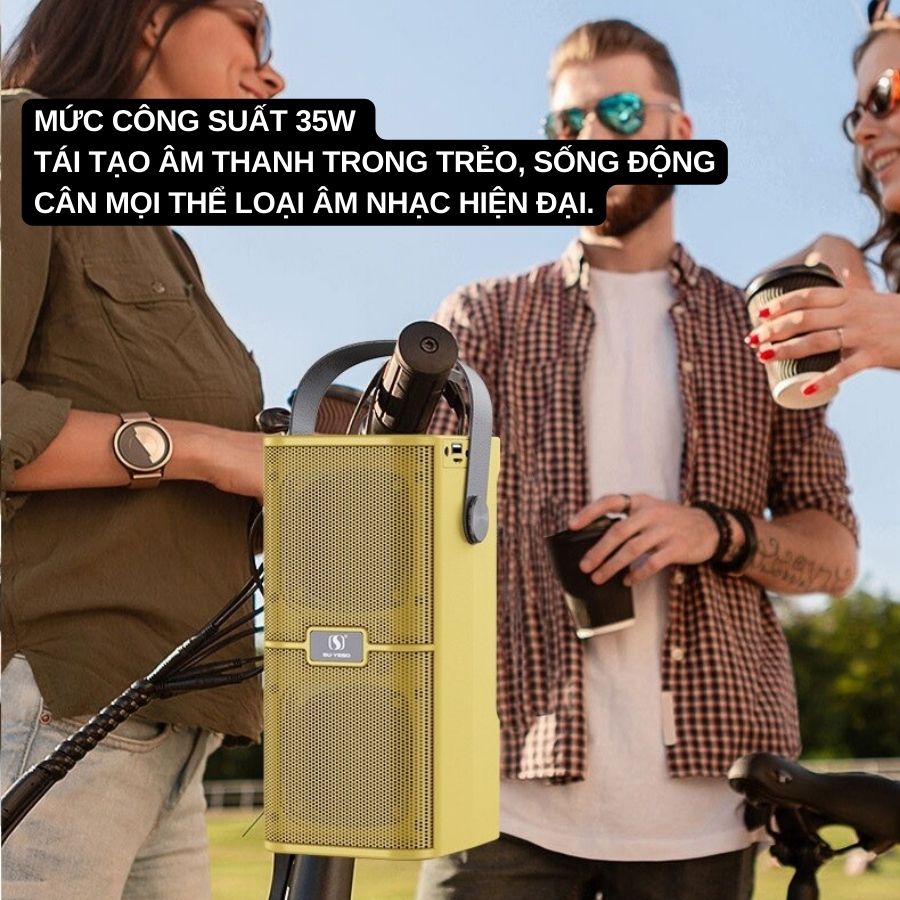 Loa Bluetooth Karaoke Su-Yosd YS218 - Loa xách tay mini YS-218 chất liệu nhựa ABS cao cấp, công suất 35W kèm 2 micro không dây đổi tone giọng thú vị - Hàng nhập khẩu