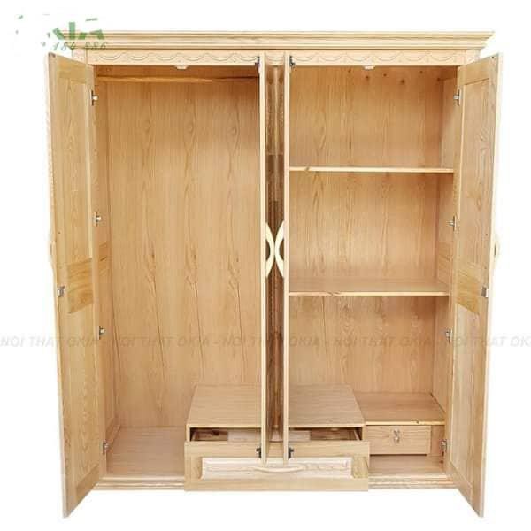 Tủ quần áo gỗ Sồi 4 cánh 1M 6