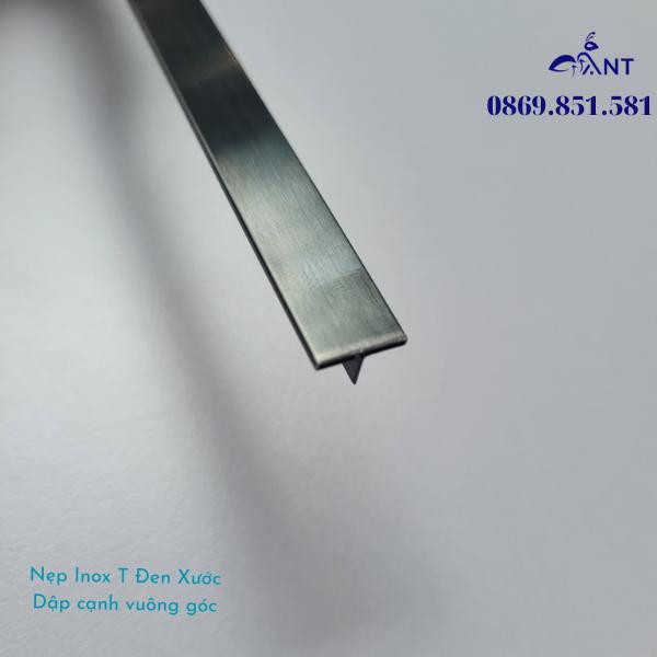 Nẹp T Inox 304 Đen Xước, nẹp inox chữ T bào chấn vuông cạnh, dày 0.8, thanh dài 2m44, dễ thi công