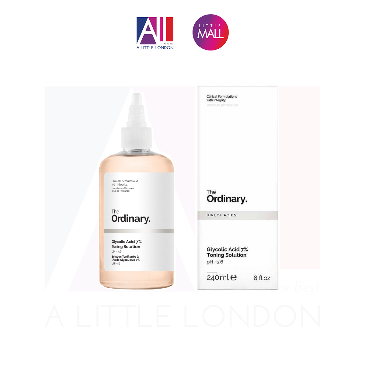 Nước Hoa Hồng Tẩy Da Chết Aha The Ordinary Glycolic Acid 7 Toning Solution - 240Ml - 240Ml