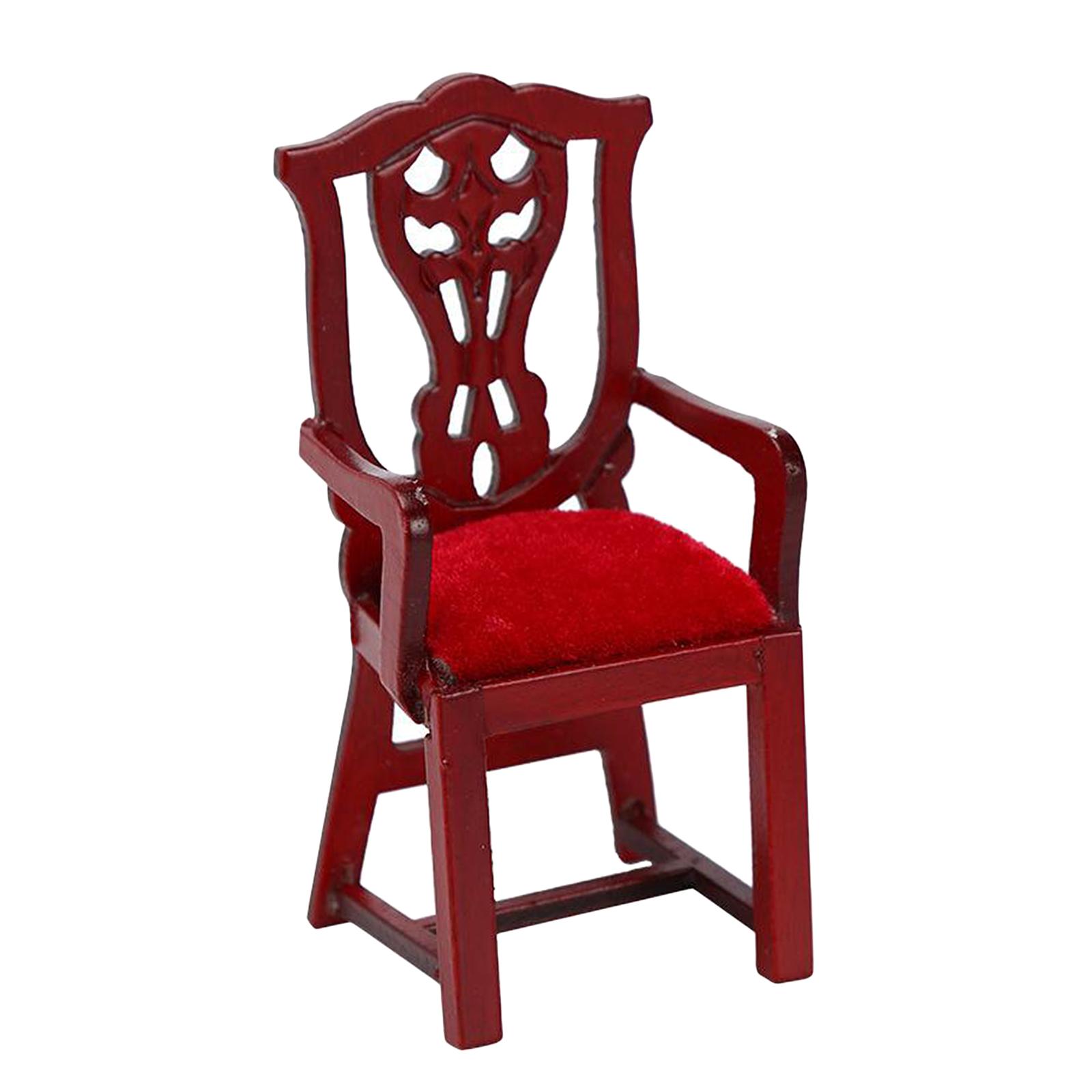 1:12 Scale Doll House Wooden Chair Model Baby Doll Room Supplies Scenery