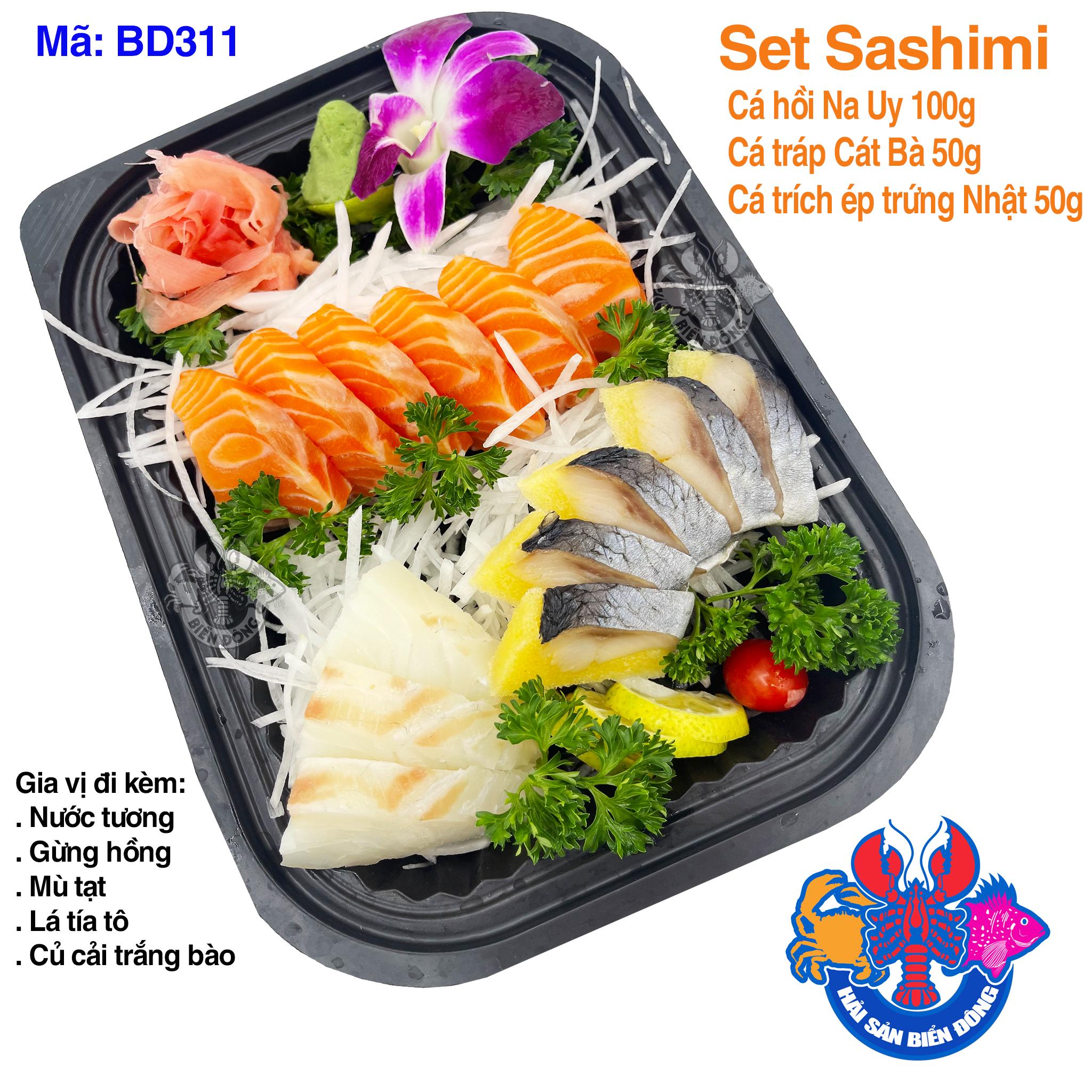 Mã 311_Set Sashimi Cá Hồi, Cá Tráp, Cá Trích ép trứng