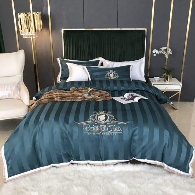 BỘ CHĂN GA GỐI LỤA KẺ CAO CẤP