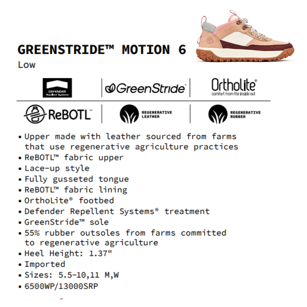 Timberland Giày Nữ Leo Núi GreenStride Motion 6 Low Hiker Light Beige Nubuck TB0A436WMT