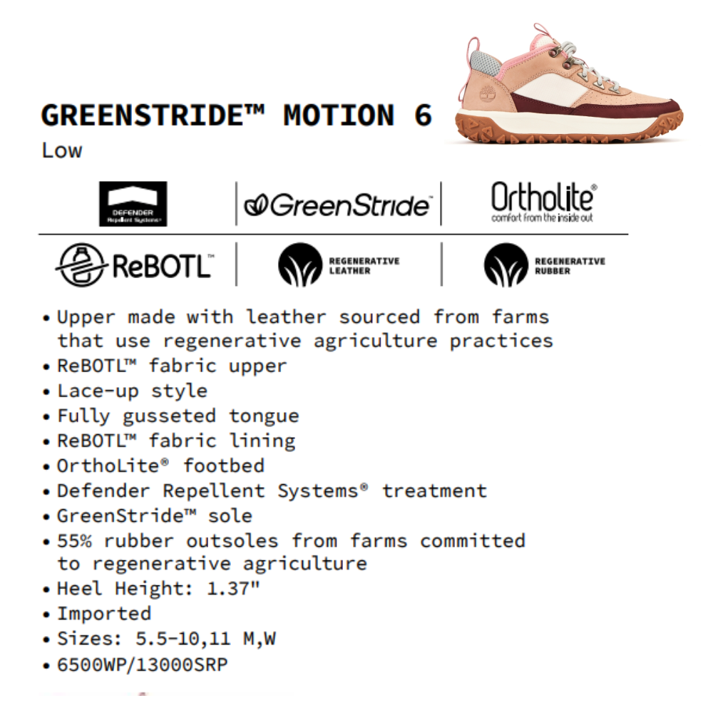 [Original] Timberland Giày Nữ Leo Núi GreenStride Motion 6 Low Hiker Light Beige Nubuck TB0A436WMT