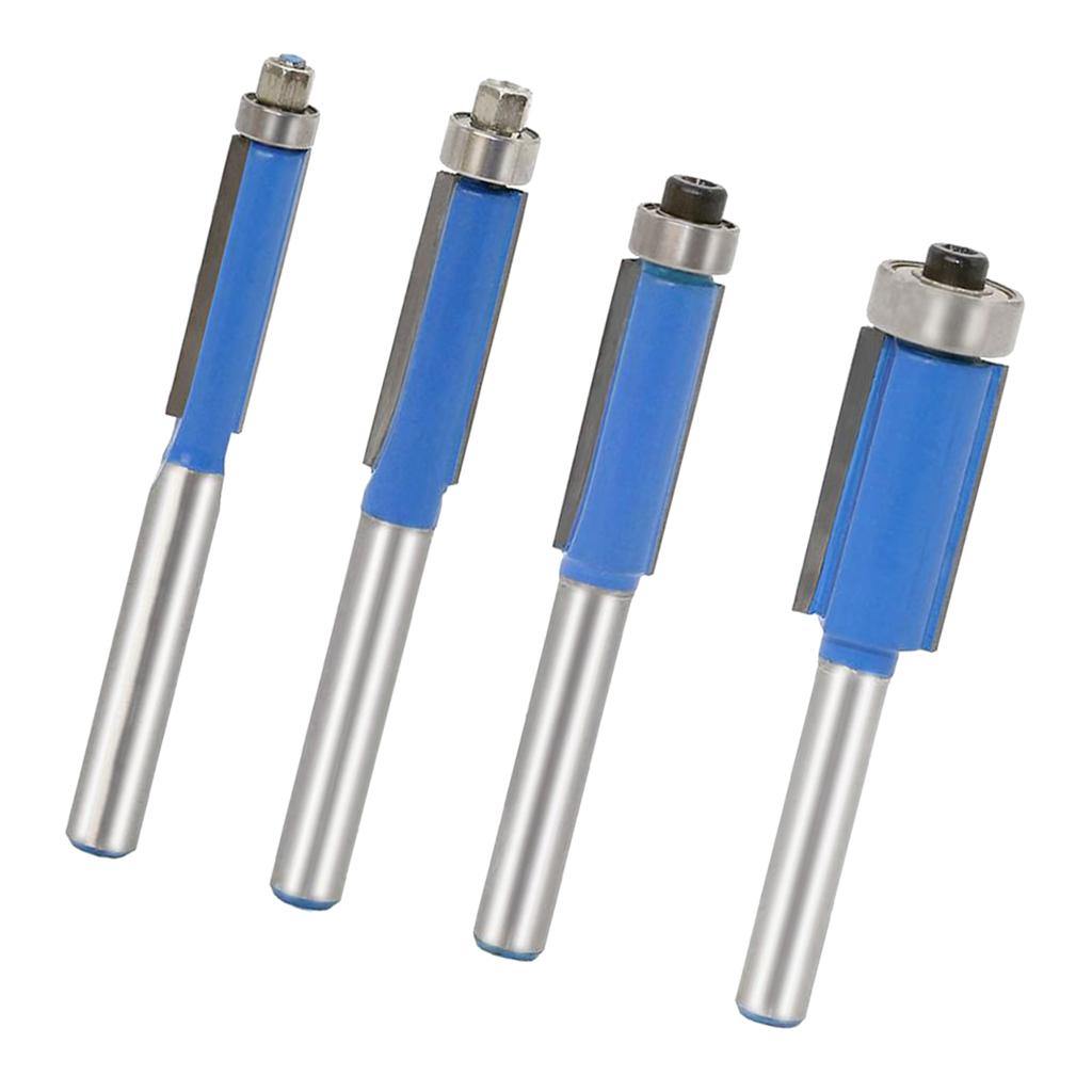 4pcs Durable Flush Trim Bit Carbide Tipped For 1/4" Shank Router Bit Set New