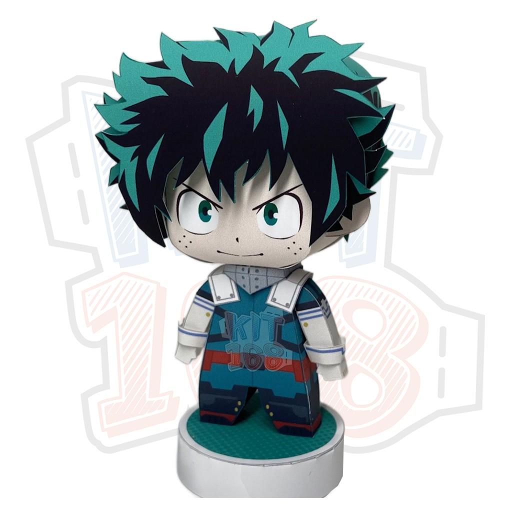 Mô hình giấy Anime Chibi Midoriya Izuku - My Hero Academia + kit mô hình hộp trang trí