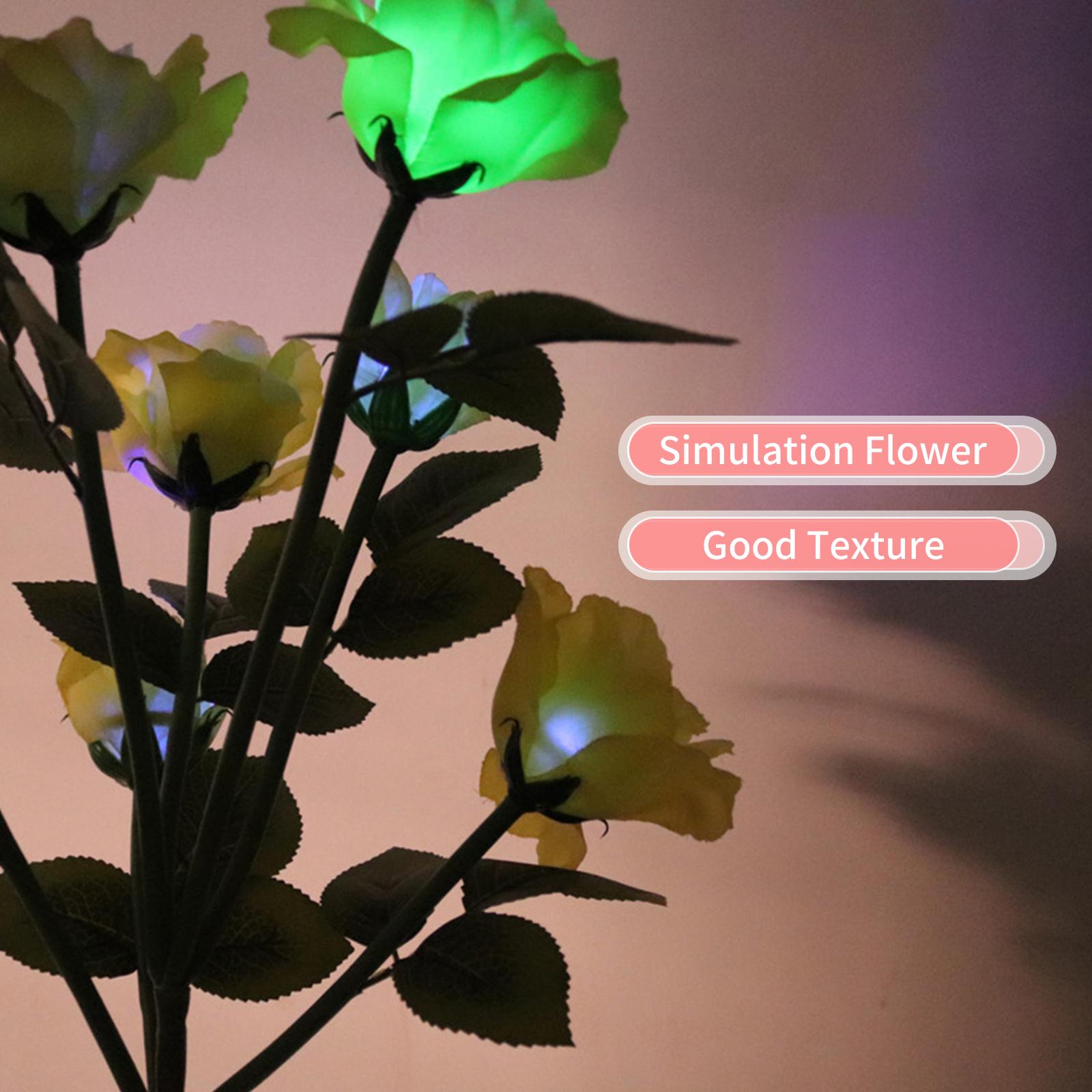 Đèn LED hoa năng lượng mặt trời thay đổi 7 màu, trang trí cảnh quan sân vườn ngoài trời