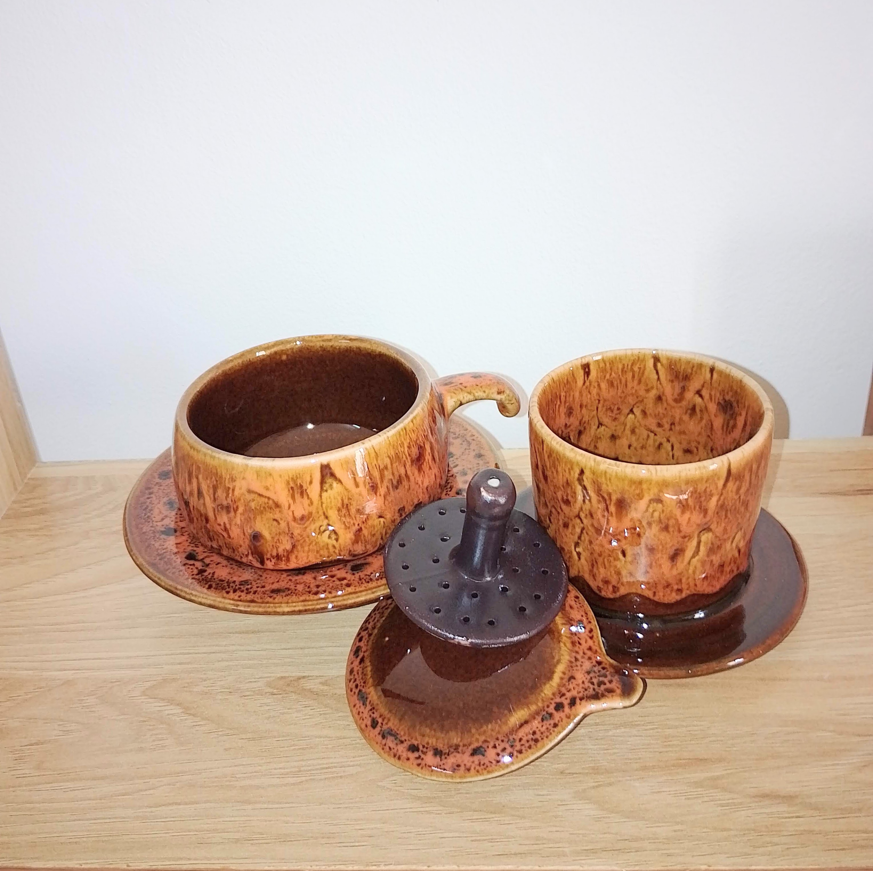 Bộ phin pha cà phê , chất liệu gốm sứ Bát Tràng tráng men hỏa biến cao cấp, Quà tặng sang trọng cho người yêu thích cà phê