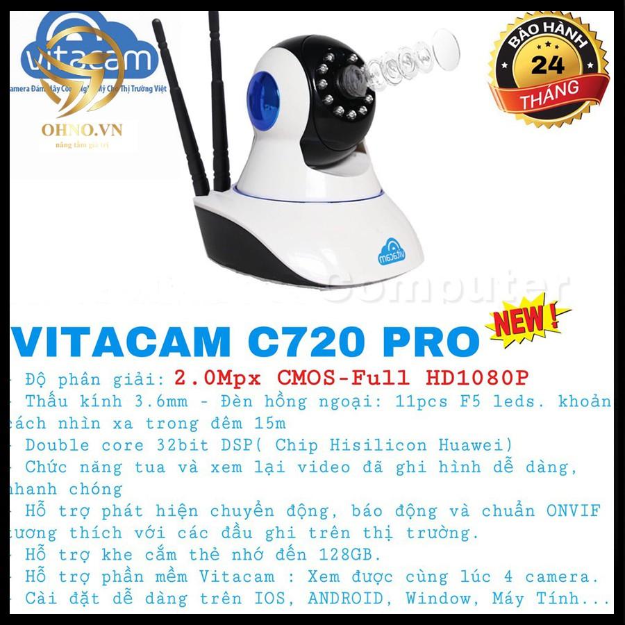 Camera IP Wifi Vitacam giám sát trong nhà C720 Pro full HD 1080P hàng chính hãng