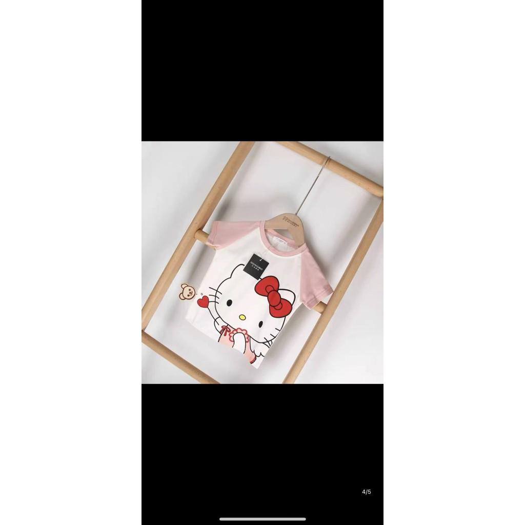 BỘ COTTON MÈO KITTY HỒNG CHO BÉ