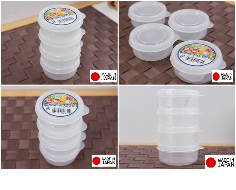 Combo 2 sản phẩm set 04 hộp chia thức 100ml và 70ml, không sản sinh ra các hoạt chất gây hại trong quá trình sử dụng - nội địa Nhật Bản