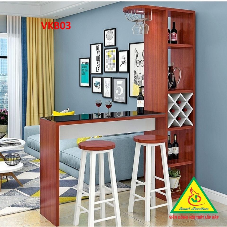 Quầy bar, quầy bar mini, quầy bar nhà bếp kết hợp tủ rượu VKB03 - Nội thất lắp ráp Viendong Adv