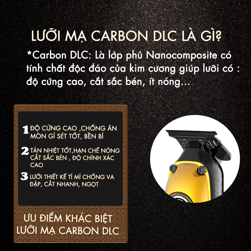 Tông đơ chấn viền chuyên nghiệp Kemei KM-1855 lưỡi mạ carbon DLC cao cấp, động cơ không chổi than, công suất mạnh 8W không nóng hoạt động hiệu quả - Hàng chính hãng