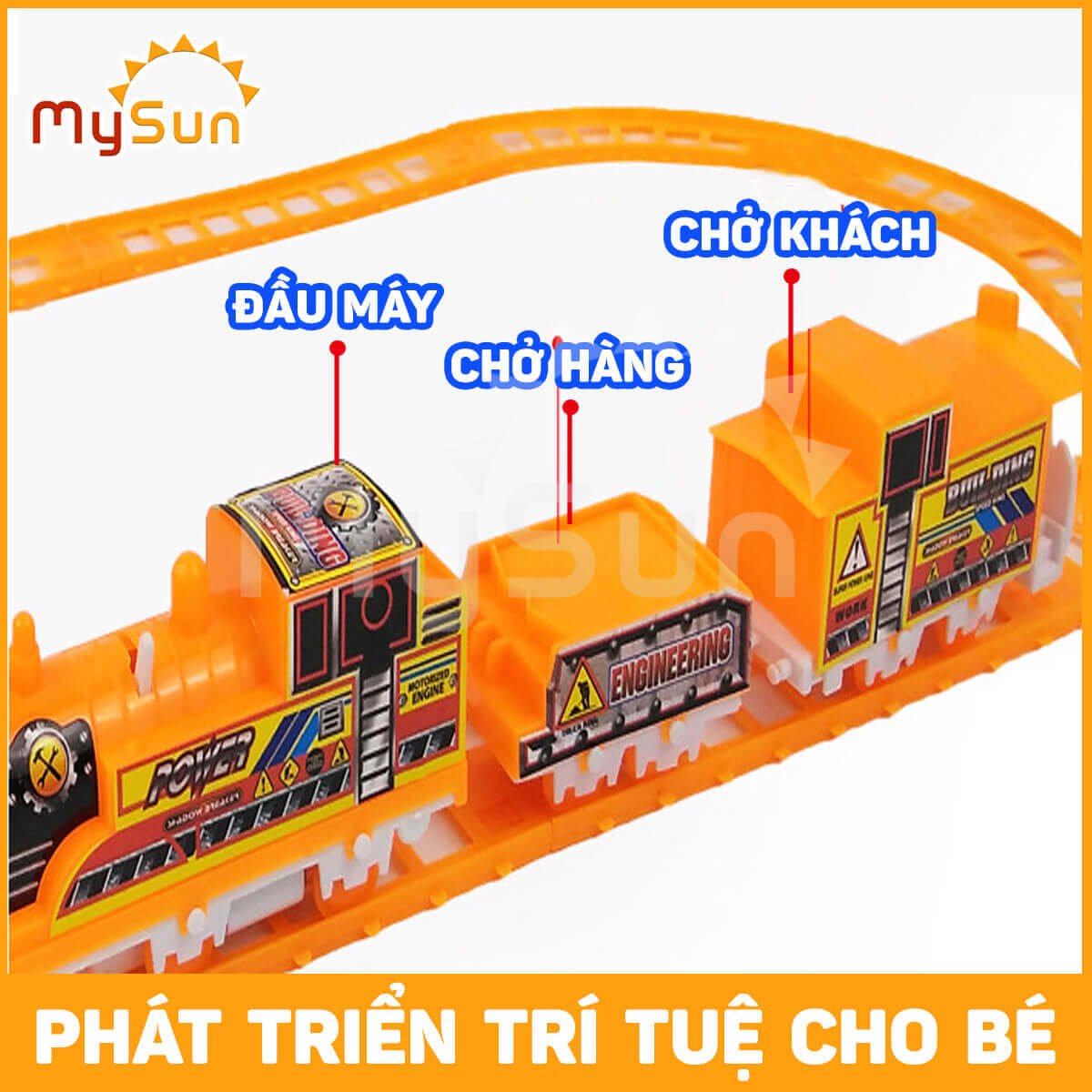 Xe lửa đồ chơi có đường ray chạy bằng pin cho bé MySun