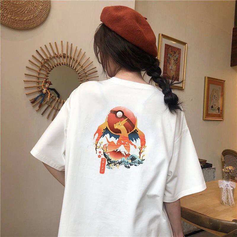 Áo thun tay lỡ form rộng họa tiết phong cách Nhật Bản vải dày mịn 2020T2430