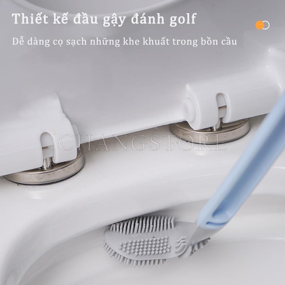 Chổi cọ Toilet Silicon hình gậy đánh gold thông minh, chổi cọ đầu thuôn nhỏ dễ dàng cọ sạch, chống xước bồn cầu