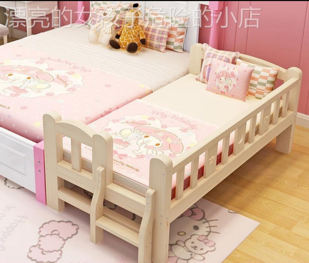 Kèm ĐỆM , Giường ngủ gỗ thông cho bé size 150*70*40cm