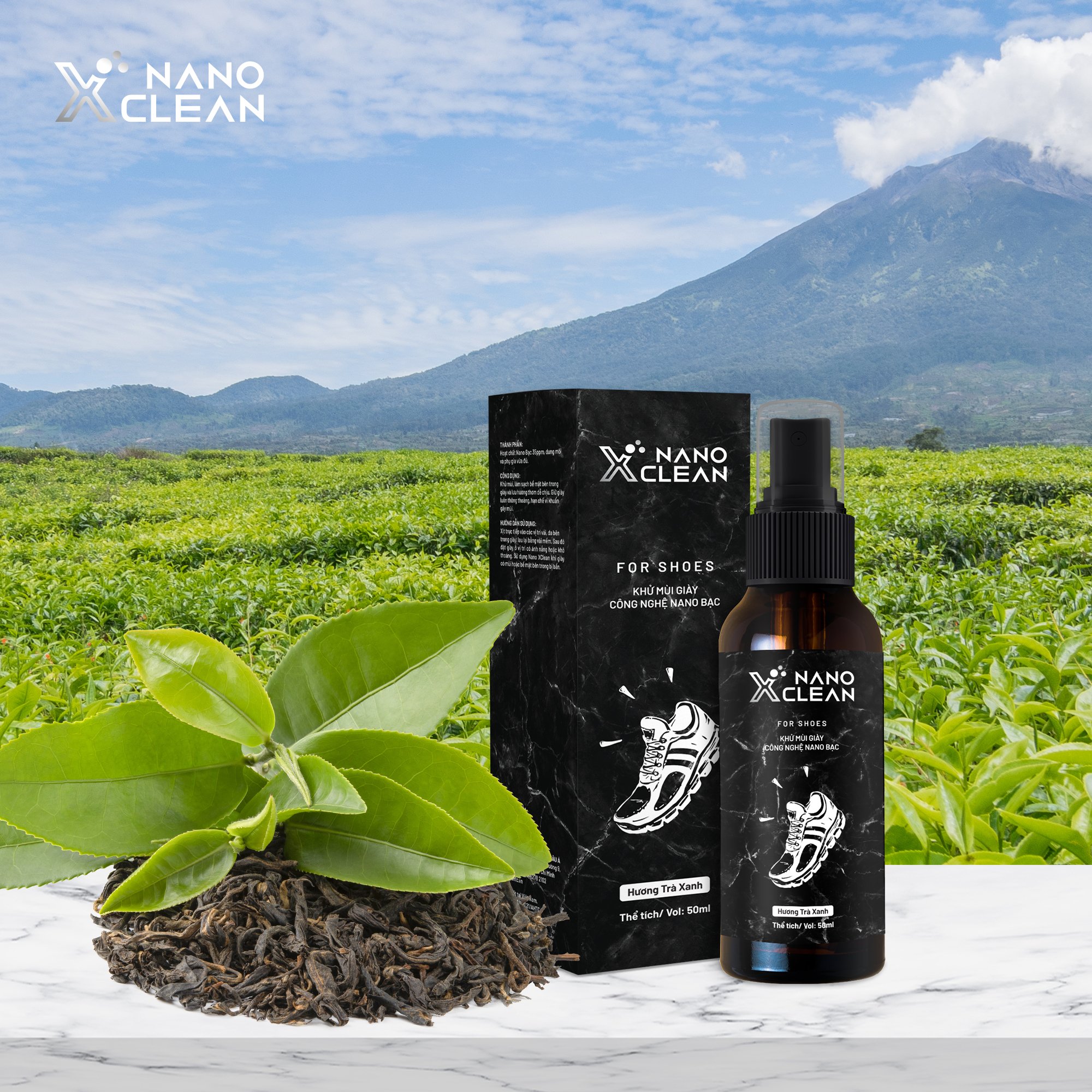 [Combo 2] Chai xịt khử mùi giày Xclean Nano Bạc AHT Corp 50ml - Khử mùi hôi giày, diệt khuẩn, làm sạch bề mặt giày dép