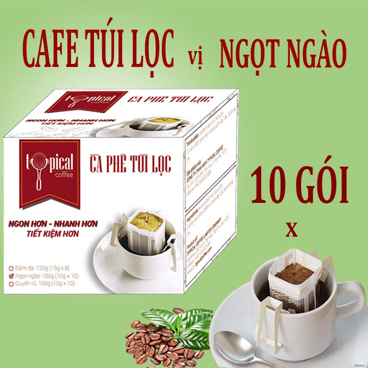 Cà phê túi lọc Typical Coffee vị Ngọt Ngào 100g - Cafe phin giấy 10 túi lọc cà phê x 10g