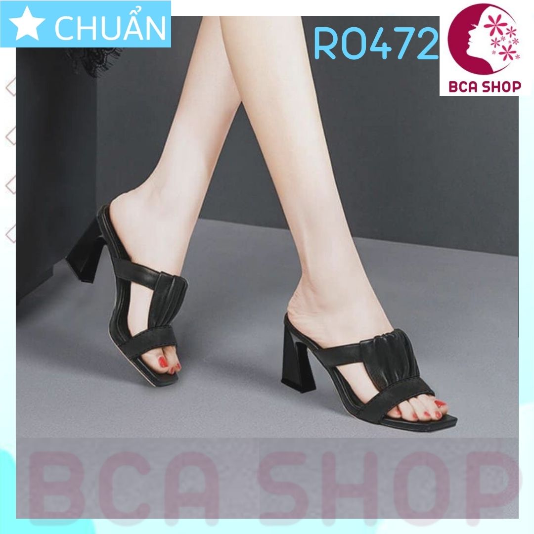 Giày cao gót nữ hở mũi cao 8 phân RO472 ROSATA tại BCASHOP quai ngang phối lưới cách điệu, thời trang - màu đen