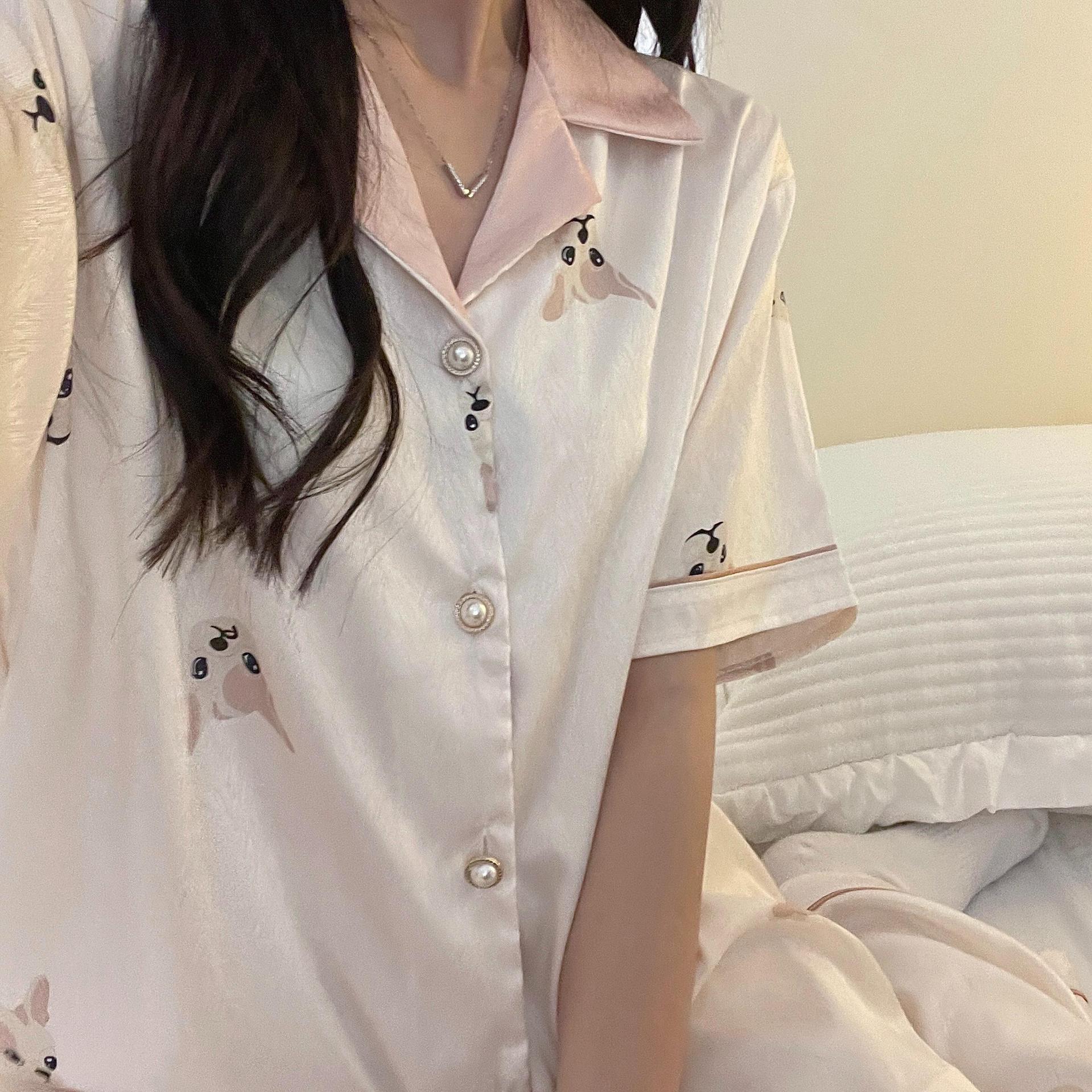 Bộ ngủ pijama nữ lụa mềm mát dễ thương size M L