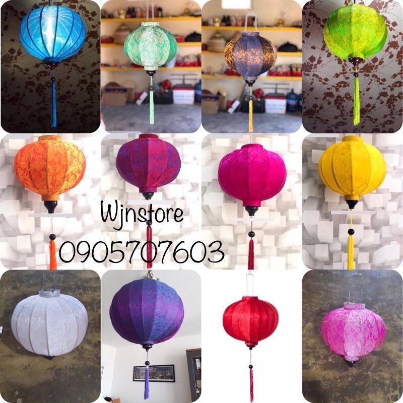 Đèn lồng hội an chất liệu vải dáng tròn đa dạng màu nha vietnames lanterns