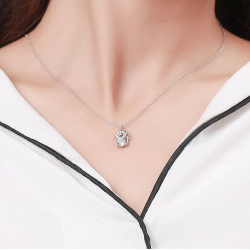 Dây Chuyền Nữ Mạ Bạc Hình Chuột Lấp Lánh Dễ Thương Siêu Hot