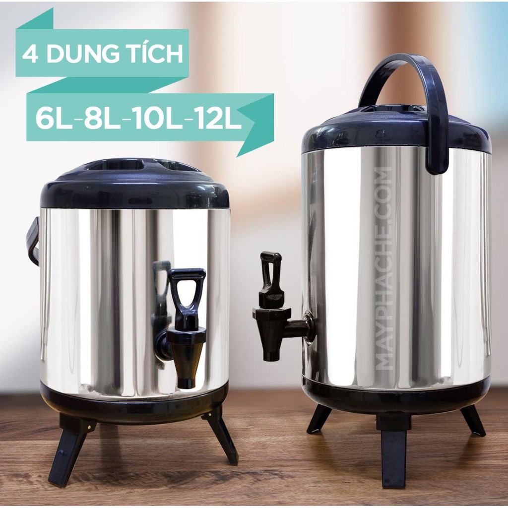 Bình Ủ Trà Giữ Nhiệt Inox 304 Có Vòi Bấm Nước- Dung Tích 8-12 L - Hàng Loại 1- Chính Hãng MINIIN