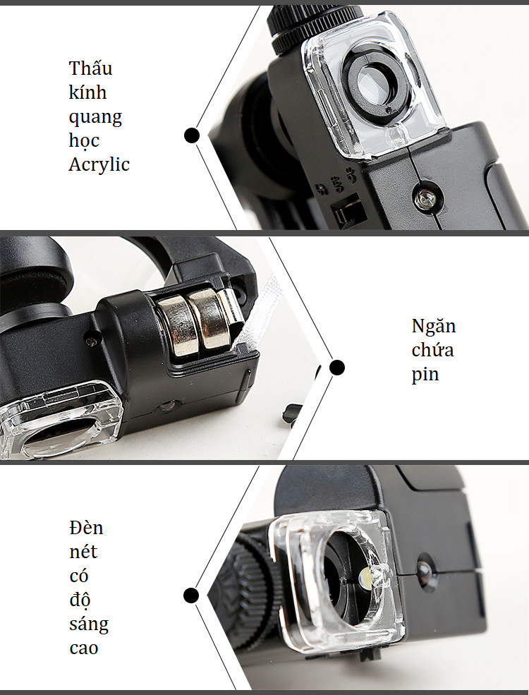 Kính lúp sửa chữa soi mạch điện tử, côn trùng, đồ gốm sứ