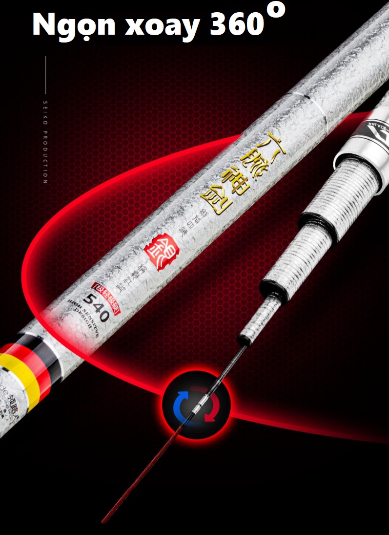 Cần Câu Tay Cao Cấp 6H 19i Lục Mạch Thần Kiếm CT08 Thiết Kế Carbon 46T - Sanami Fishing