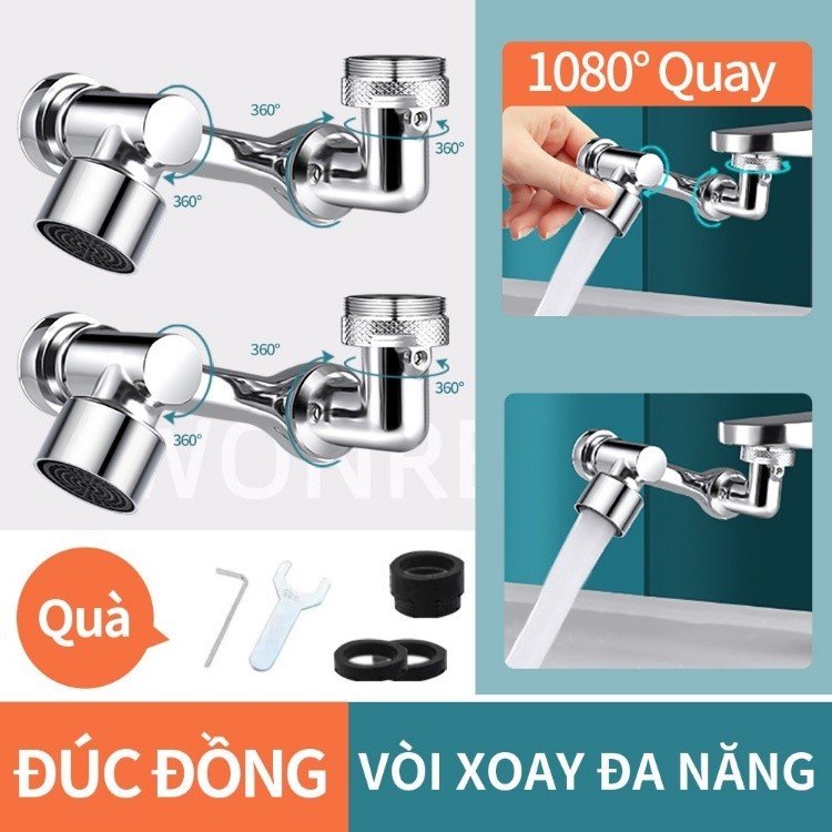 Đầu nối vòi Lavabo, vòi nước thông minh xoay 1080 độ nhựa ABS với 2 chế độ nước tiện dụng