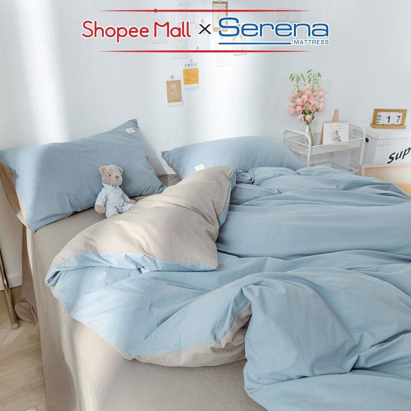 Ga Giường Đẹp 5 Món Cotton Tici SERENA Chính Hãng Bộ Chăn Ra Grap Drap Gối Đệm Nệm Trải Phủ Bọc Giường Trần Bông Full