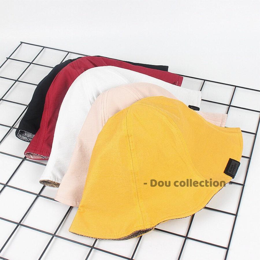 Nón Mũ Bucket Cao Cấp Nam Nữ Hai Mặt Trơn & Caro Vải Cotton Retro Phong Cách Nhật Bản HEAL COLD - Mã NV031