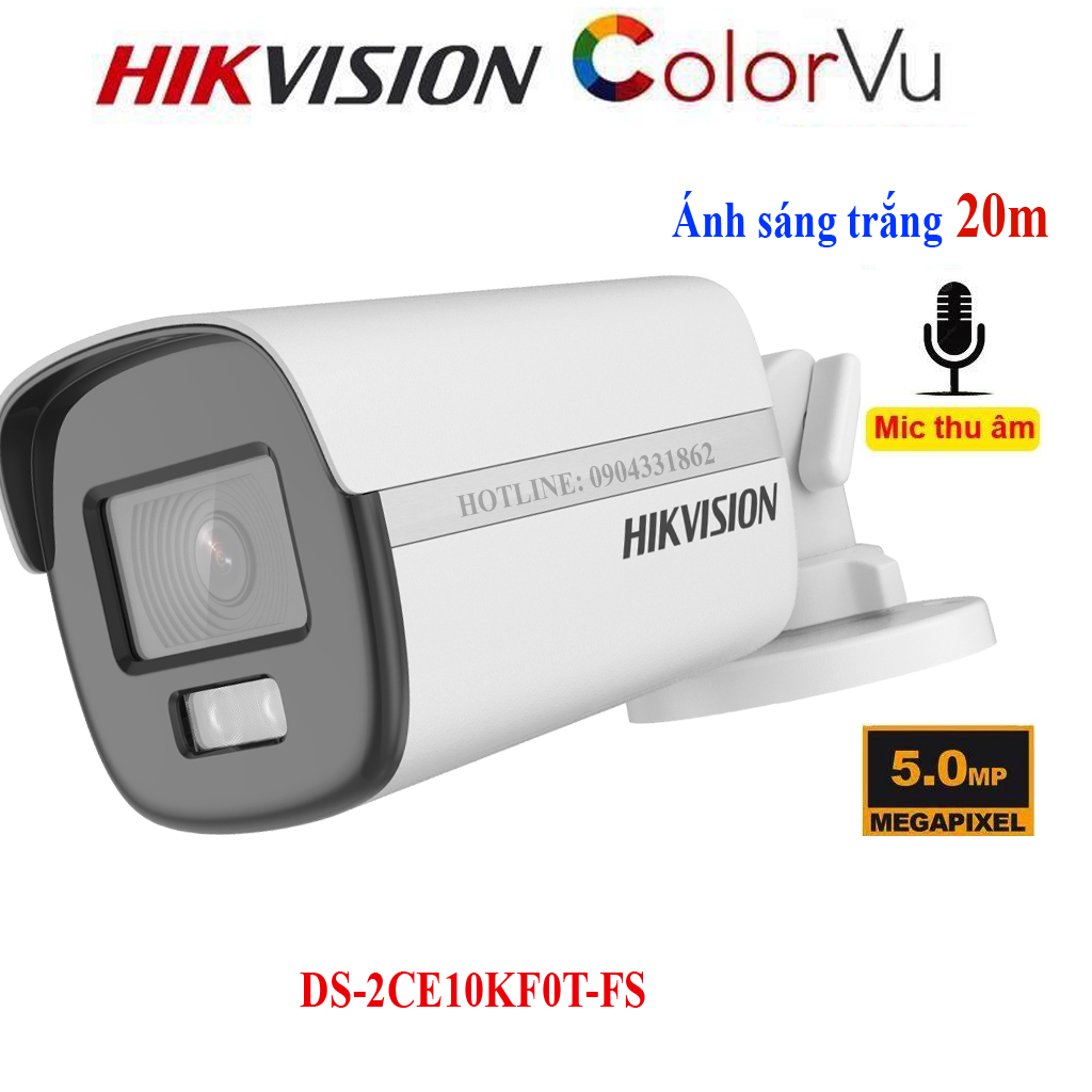 Camera Hikvision 5.0Mp TVI có màu ban đêm Colorvu ,tích hợp Micro ghi âm thanh-Hàng chính hãng